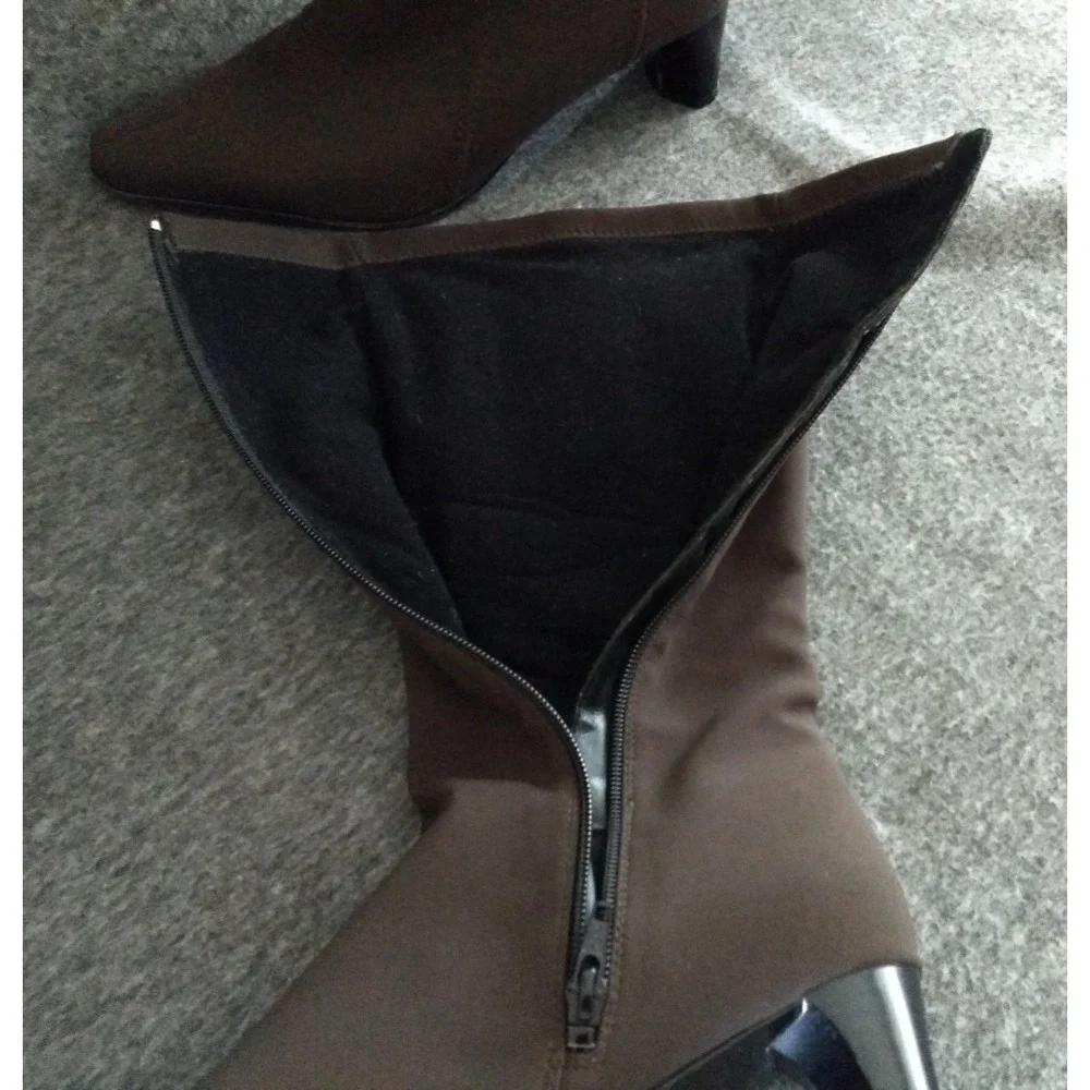 Gore-Tex Mid-Calf Boots Waterproof Women's 6.5 Chocolate Brown Square Block Heel